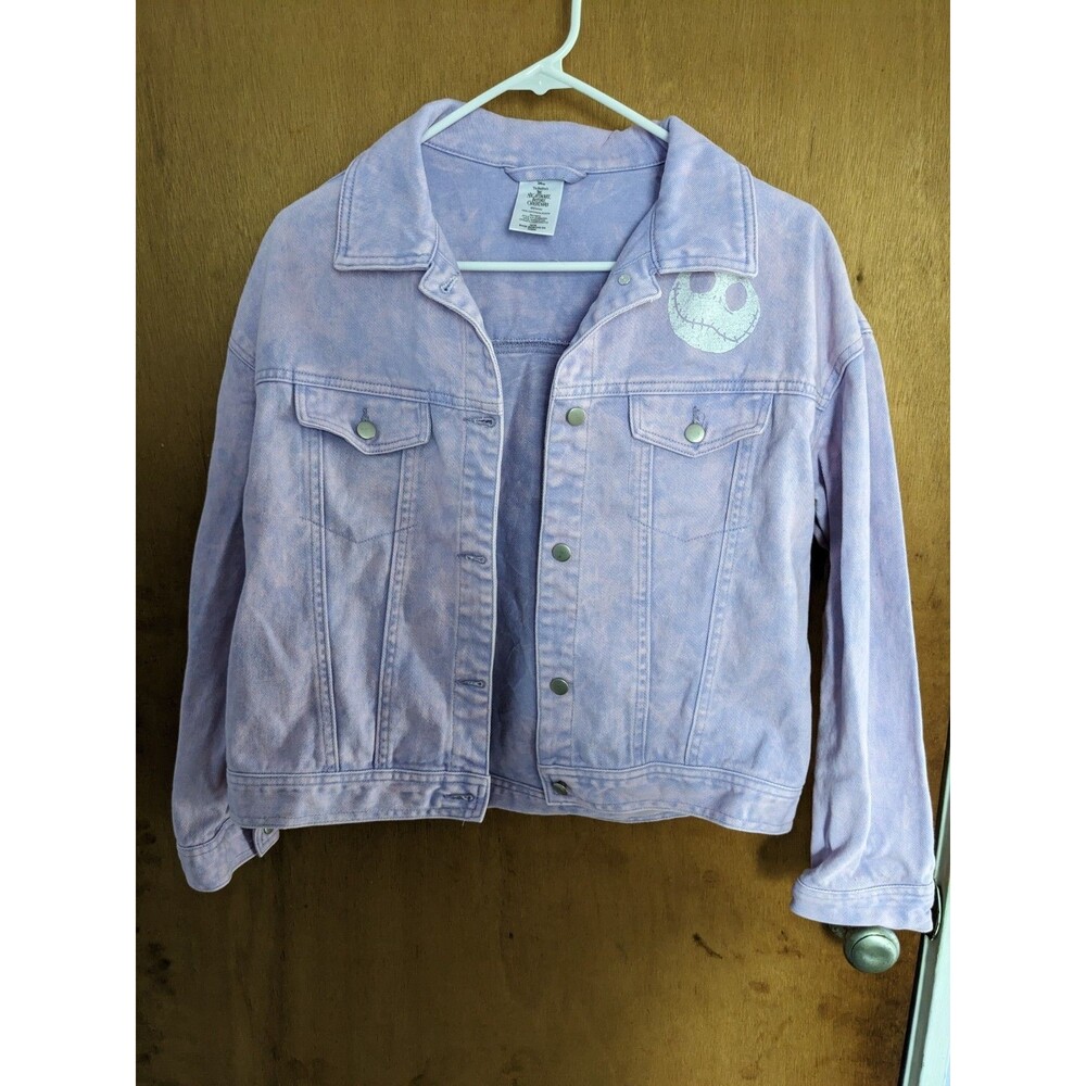 Disney Nightmare Before Christmas Purple Denim Button Up Jean Jacket Size 14/16